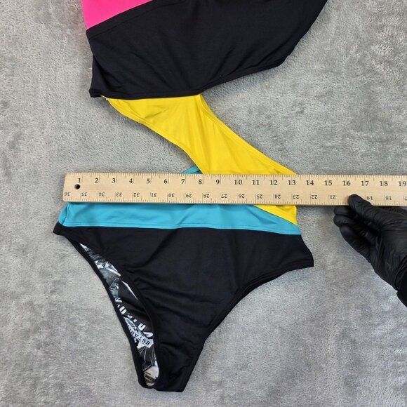 Volcom Swimsuit Womens Large Multicolor Simply Solid One Piece Cutout Monokini - Picture 3 of 9